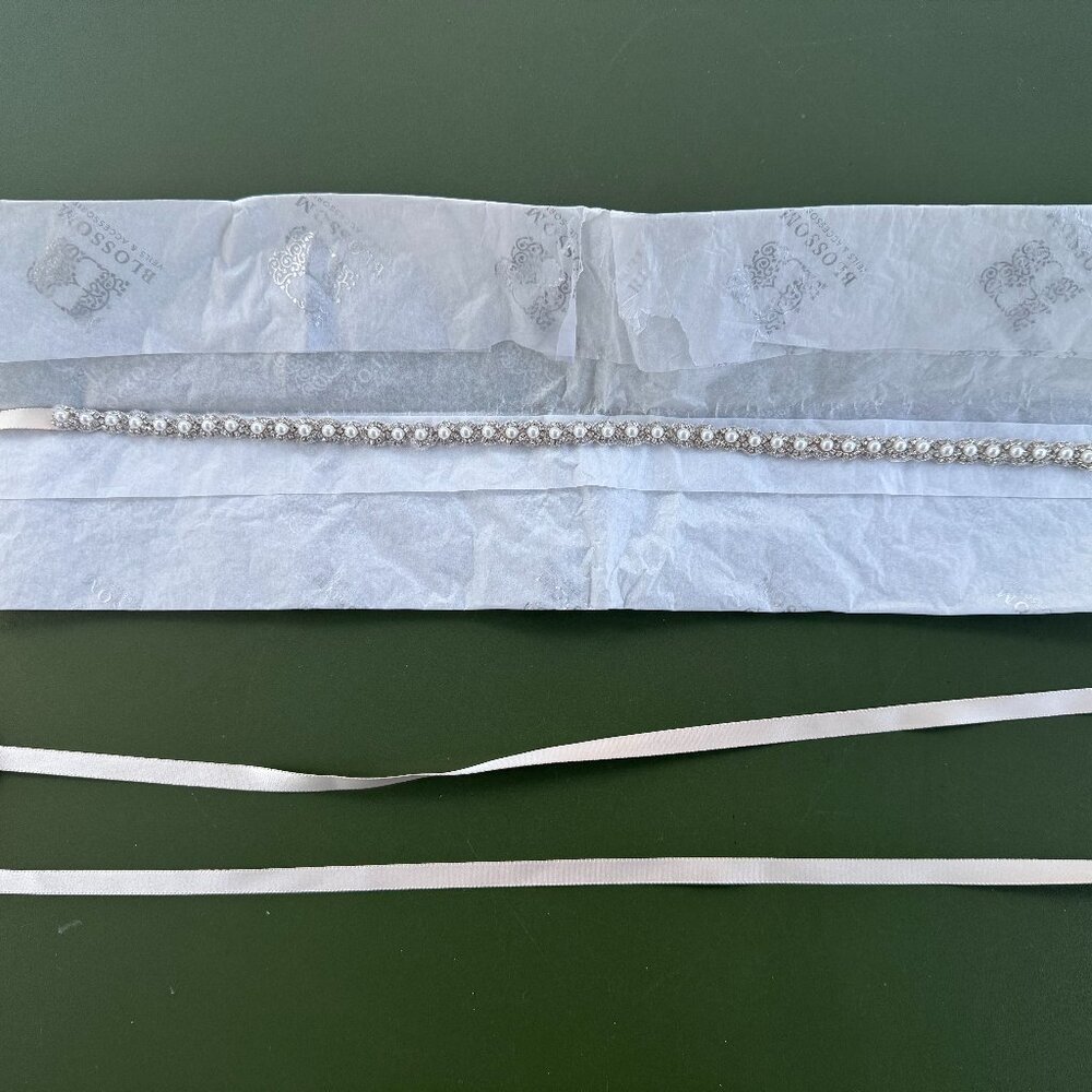 BHLDN x Blossom - Crystal & Pearl Bridal Ribbon Belt - One Size